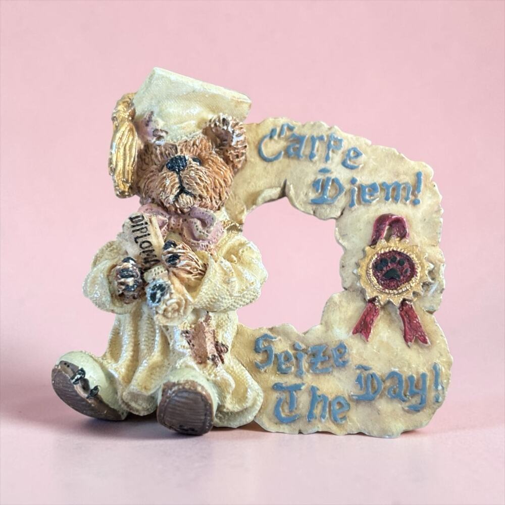 Vintage Graduate Teddy Bear Brooch Carpe Diem Seize the Day Graduation Pin